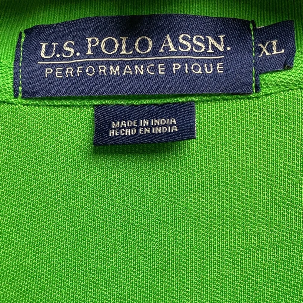 U.S. Polo Assn. Neon Green Polo Shirt with White Logo - Picture 2 of 5